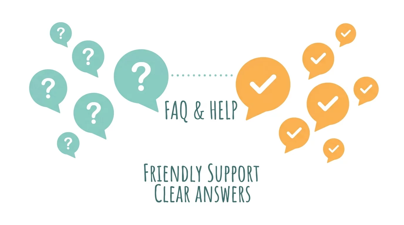 Illustration FAQ avec bulles de questions et reponses