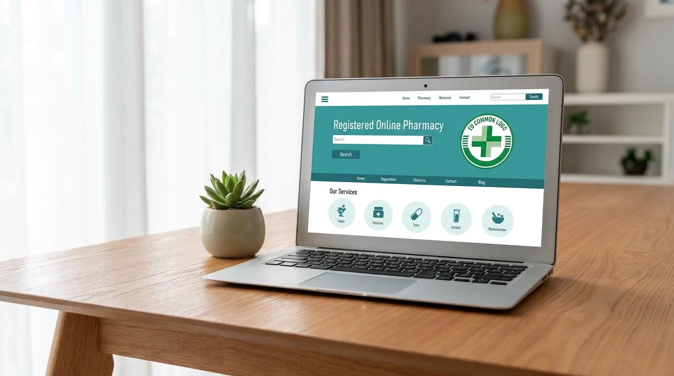 Interface de pharmacie en ligne avec logo ARS visible sur ecran